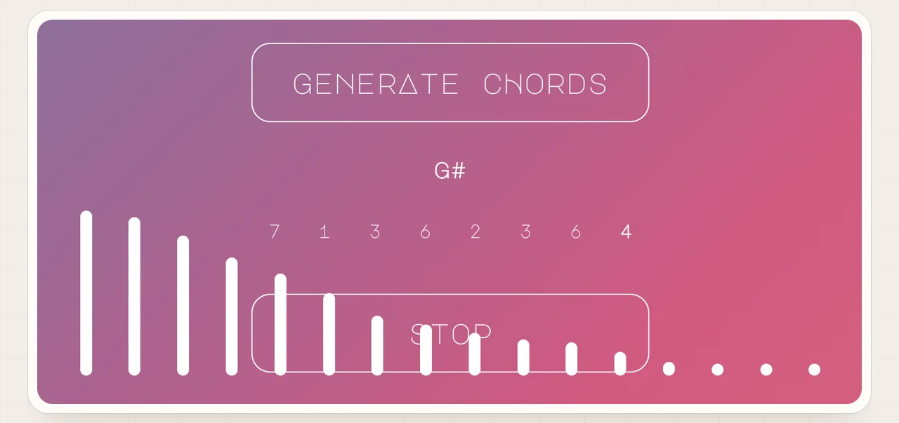 Lofillama music generator interface with warm waveform and chord controls