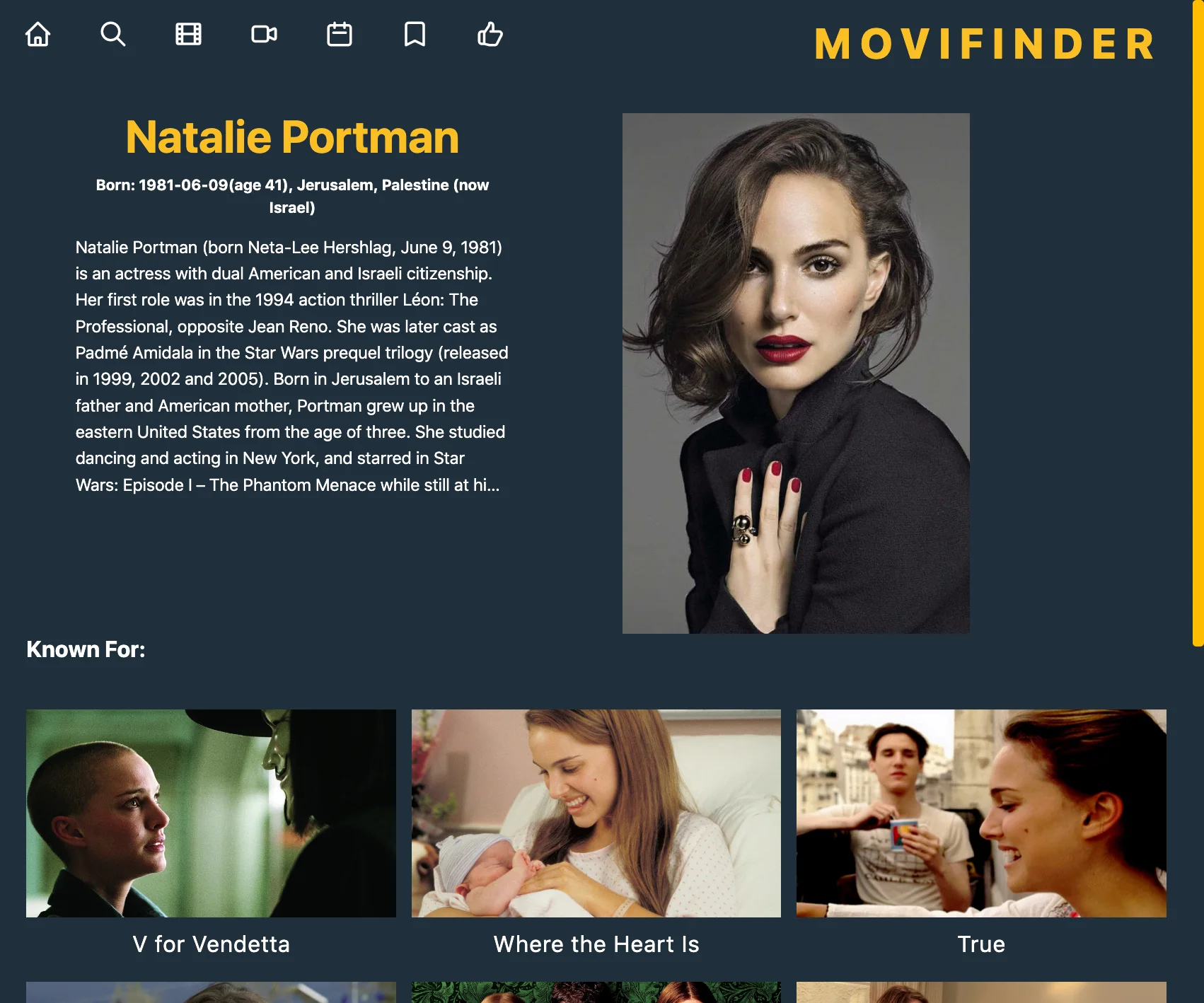 Movifinder actor profile page.