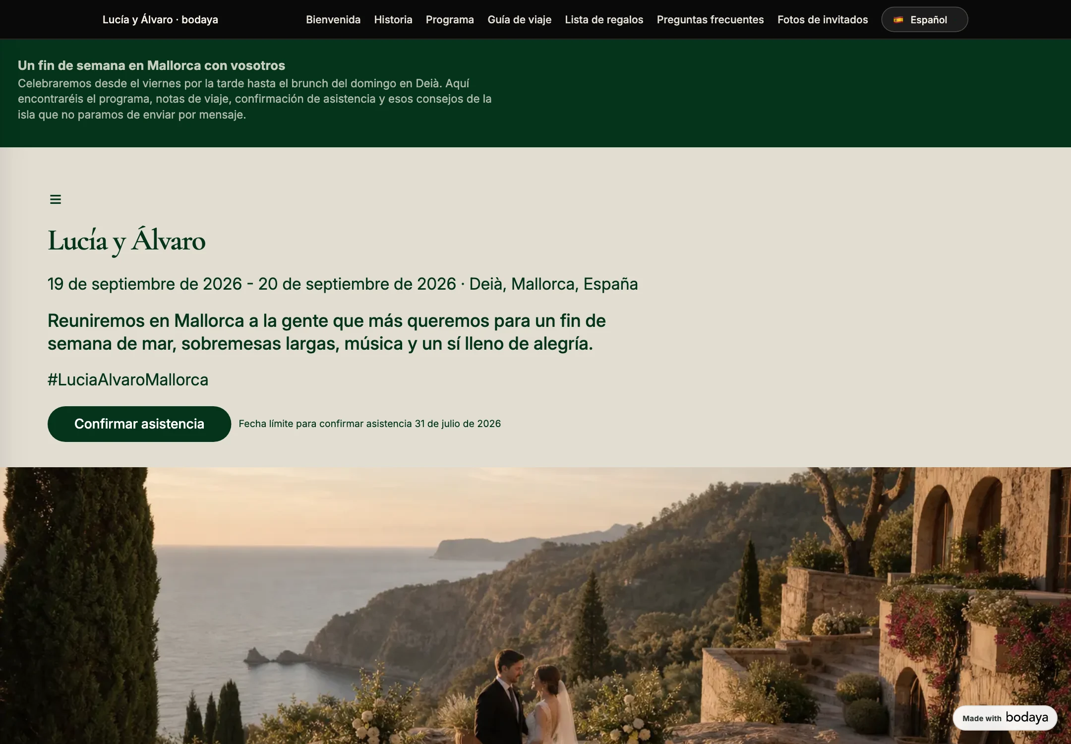 bodaya: a couple’s wedding website