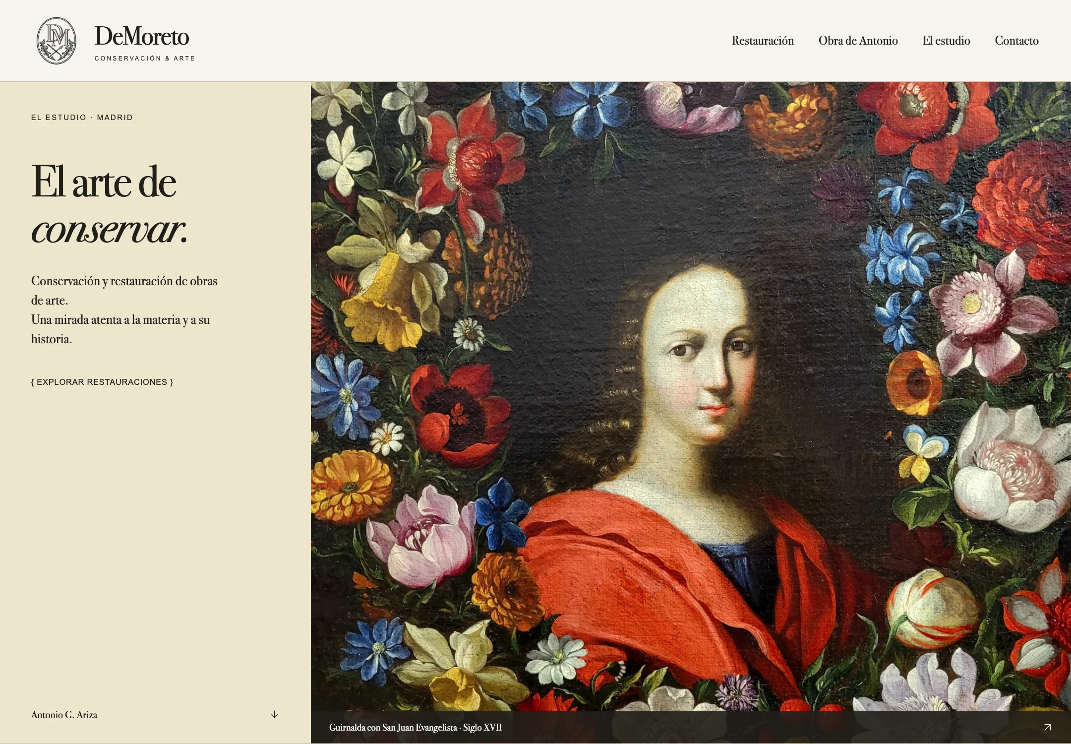 DeMoreto website captured from its current live design