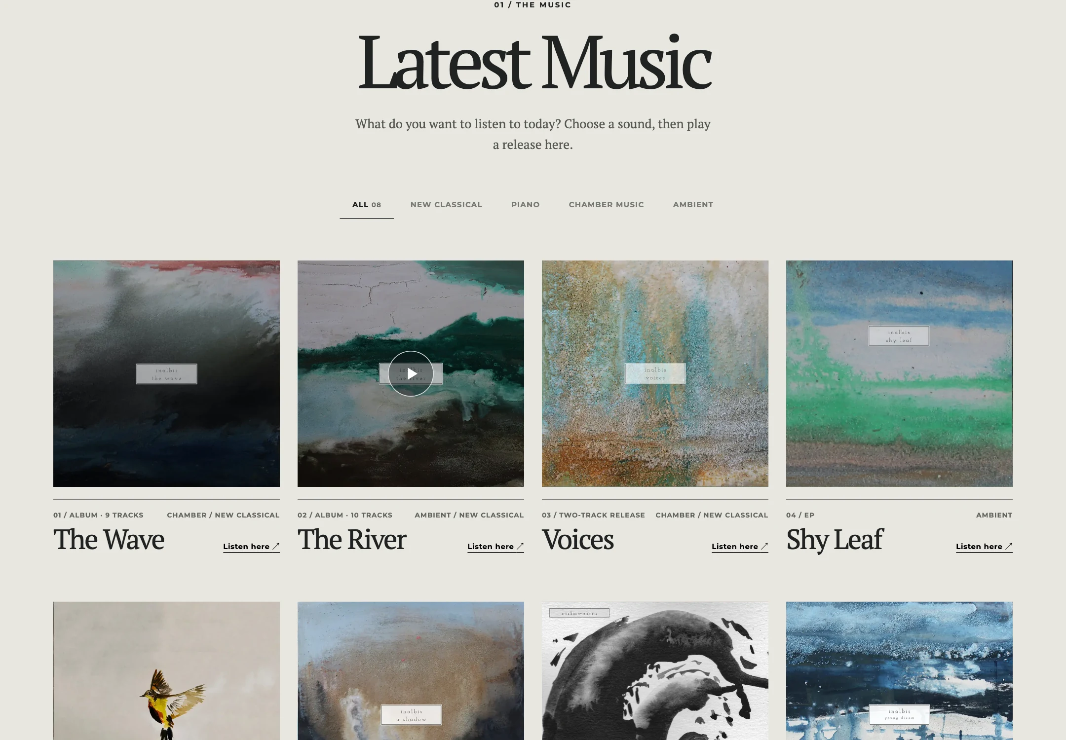 inalbis: releases and listening catalog