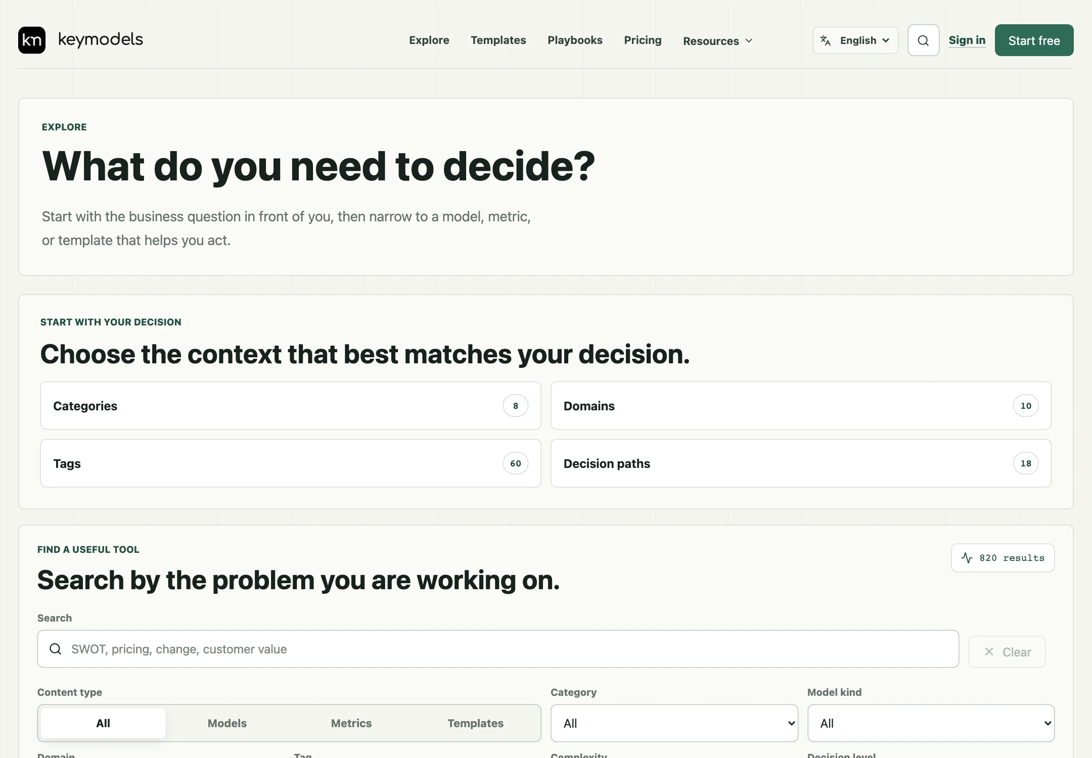 key-models: explore the decision library