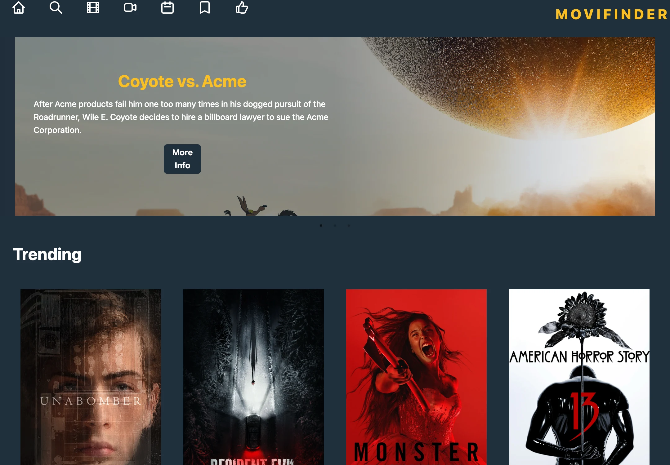 Movifinder website captured from its current live design
