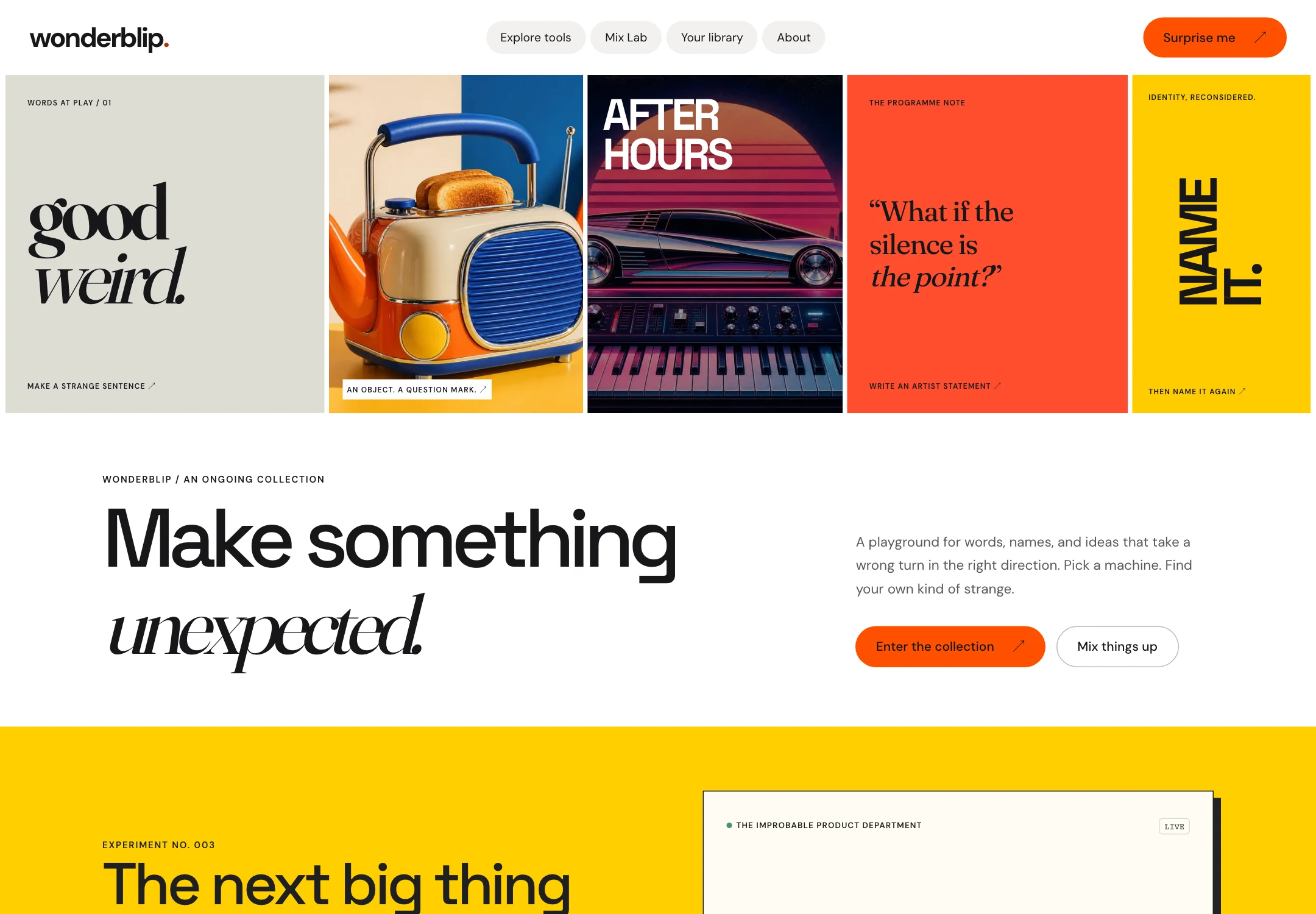 Wonderblip website captured from its current live design